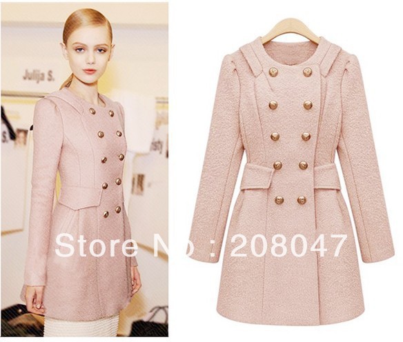 2012  winter temperament ladies double-breasted long sleeve coat.