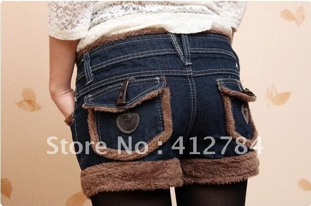 2012 Winter the new lamb Burr cowboy code loose woolen shorts