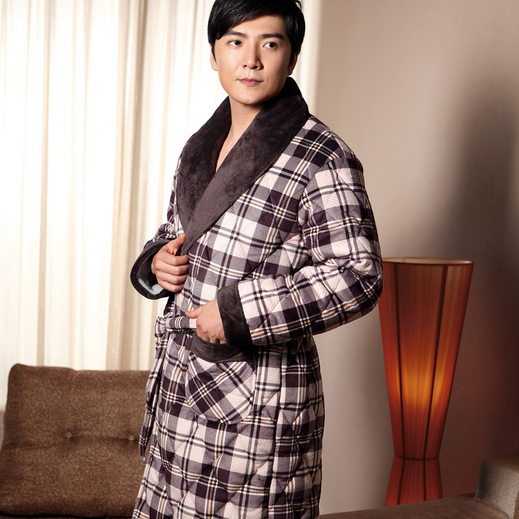 2012 winter thickening coral fleece sleepwear robe cotton-padded lounge male bathrobe 29916