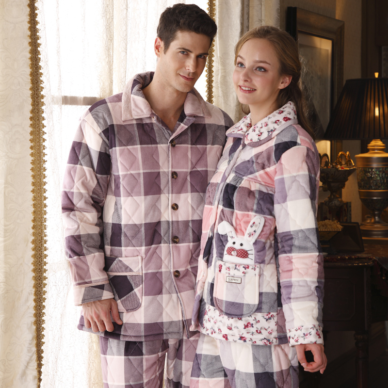 2012 winter thickening cotton-padded sleepwear quality male women's lovers set 8405 - 8467