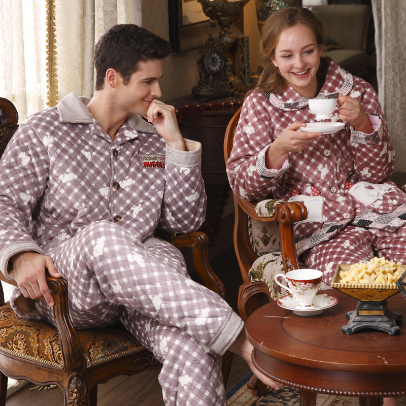 2012 winter thickening cotton-padded sleepwear quality male women's lovers set lounge 8403 - 8454