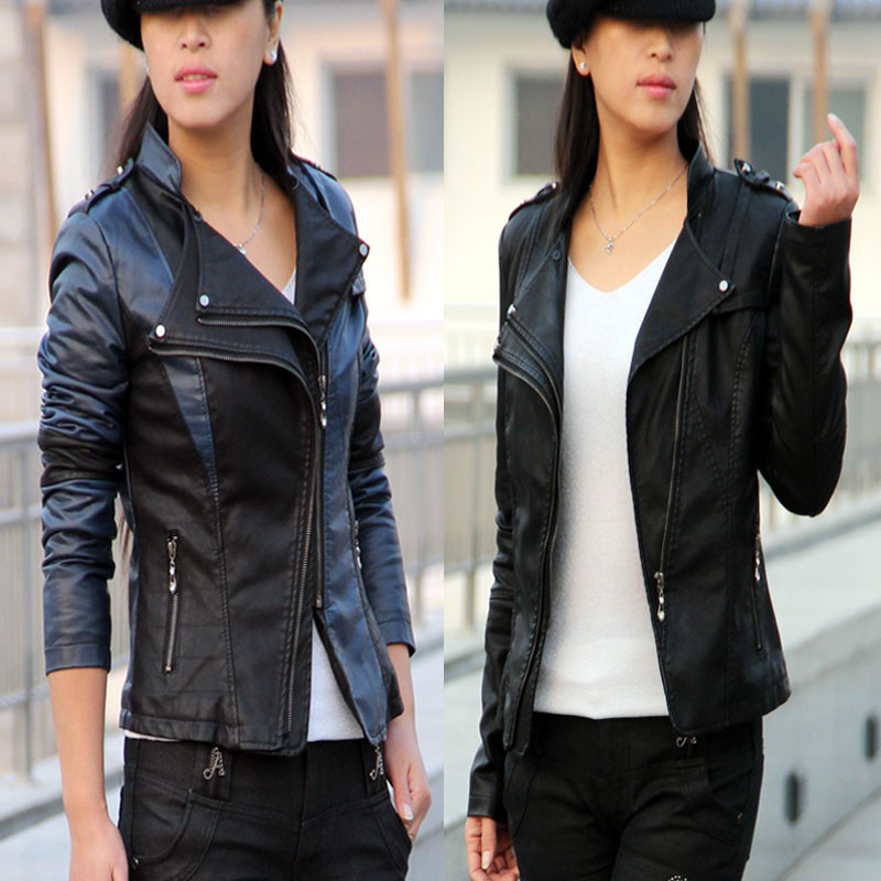 2012 winter thickening thermal women's leather clothing slim fashion women's PU clip wadded jacket outerwear