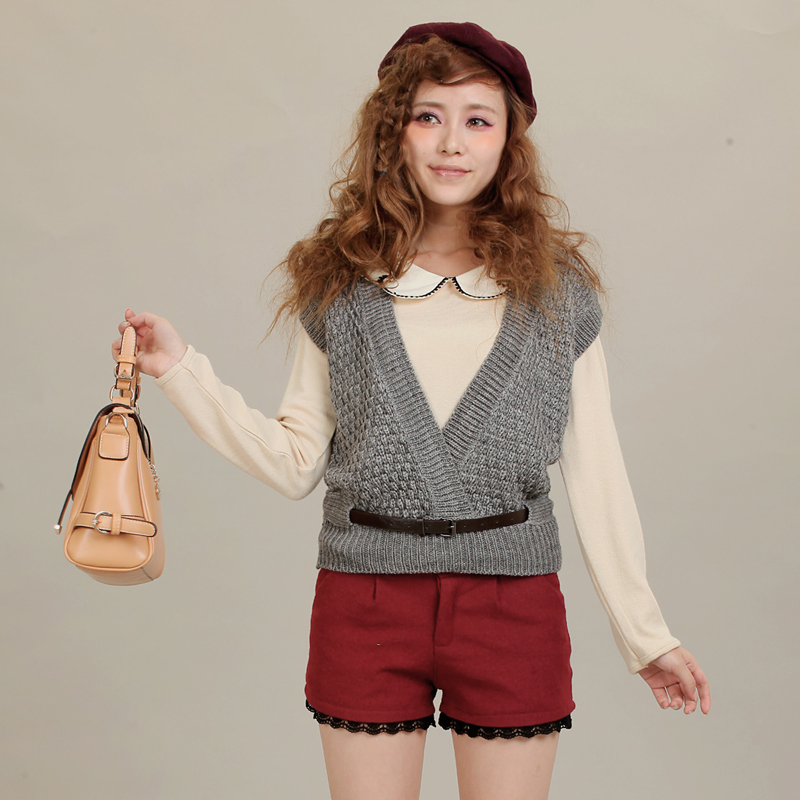 2012 winter vintage preppy style pullover V-neck vest loose sweater 2359