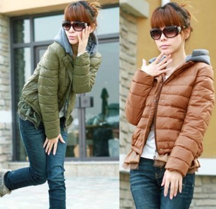 2012 winter wadded jacket female lace decoration design short cotton-padded jacket casual thickening with a hood small