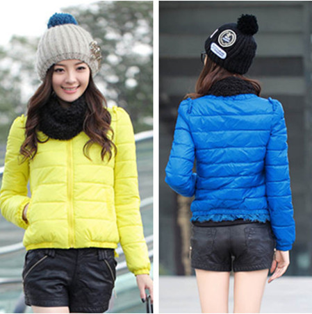 2012 winter wadded jacket women's sweet slim cotton-padded jacket short design small wadded jacket female belt muffler scarf