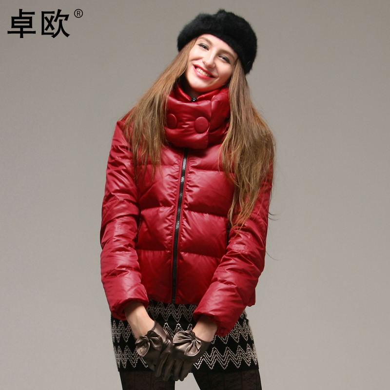 2012 winter white duck down double collar slim short design down coat female d108001