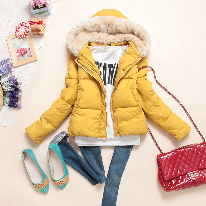 2012 winter women's berber fleece cotton-padded jacket fur collar with a hood outerwear cotton-padded jacket thickening wadded