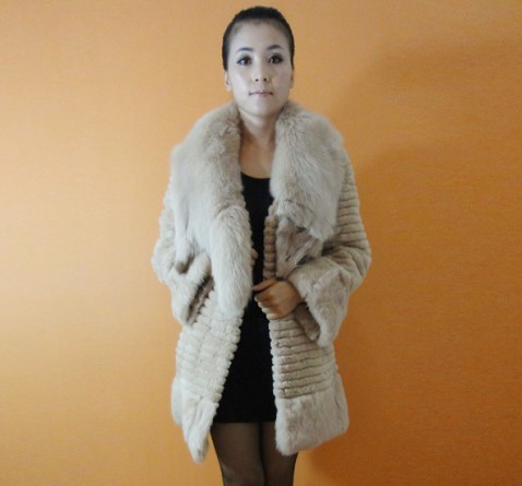 2012 winter women's full leather rex rabbit hair ultralarge fox fur coat