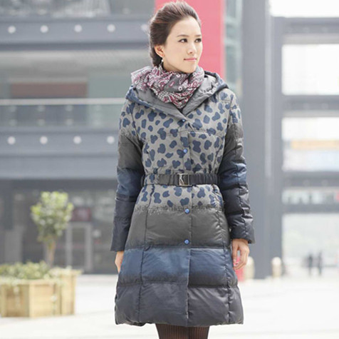 2012 winter women's gentlewomen elegant leopard print gradient color thickening thermal down coat wadded jacket outerwear female