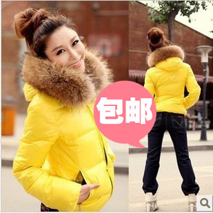 2012 winter women's slim sweet candy color cotton-padded jacket wadded jacket wool collar cotton-padded jacket outerwear