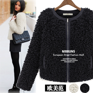 2012 winter women's thermal short design fur coat plush outerwear wadded jacket small outerwear female