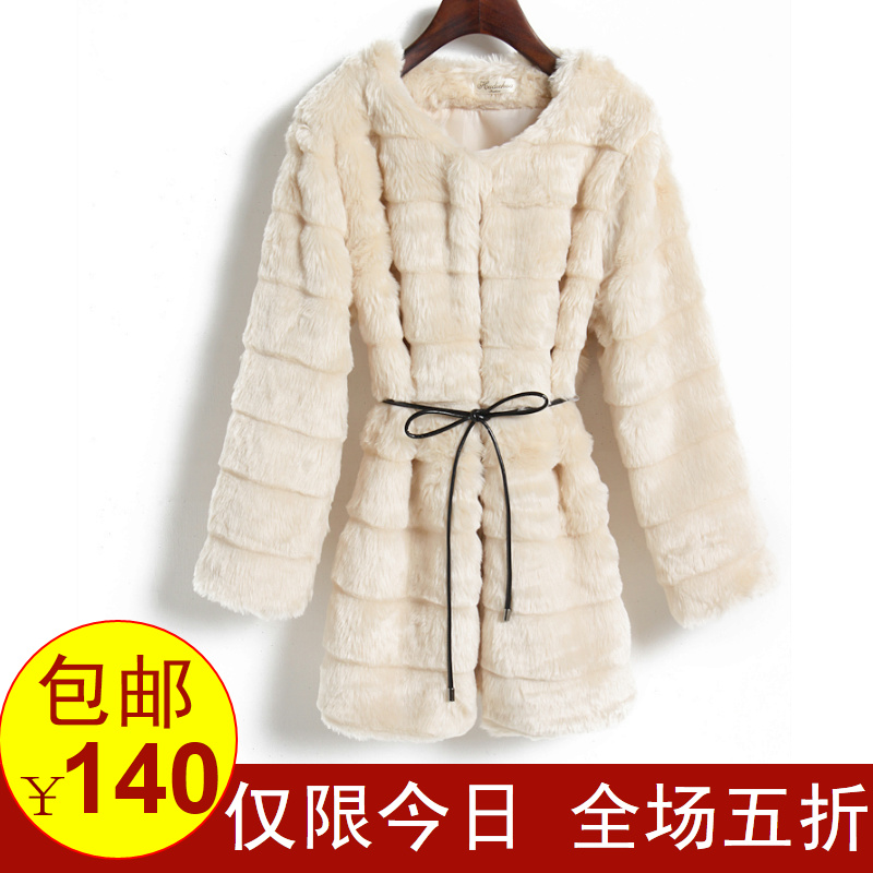 2012 winter women's thickening ladies elegant rabbit fur medium-long fur coat thick outerwear female