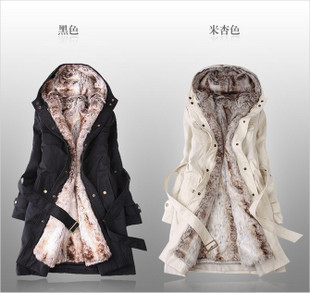 2012 winter women's wool liner trench outerwear medium-long thickening thermal wadded jacket overcoat xxxl