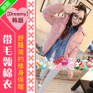 2012 winter wool collar comfortable brief slim thermal cotton-padded jacket women outerwear w463p110