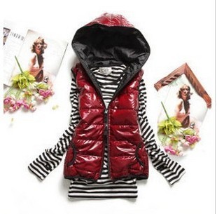 2012 with a hood patent leather bread cotton vest female cotton vest plus size female outerwear