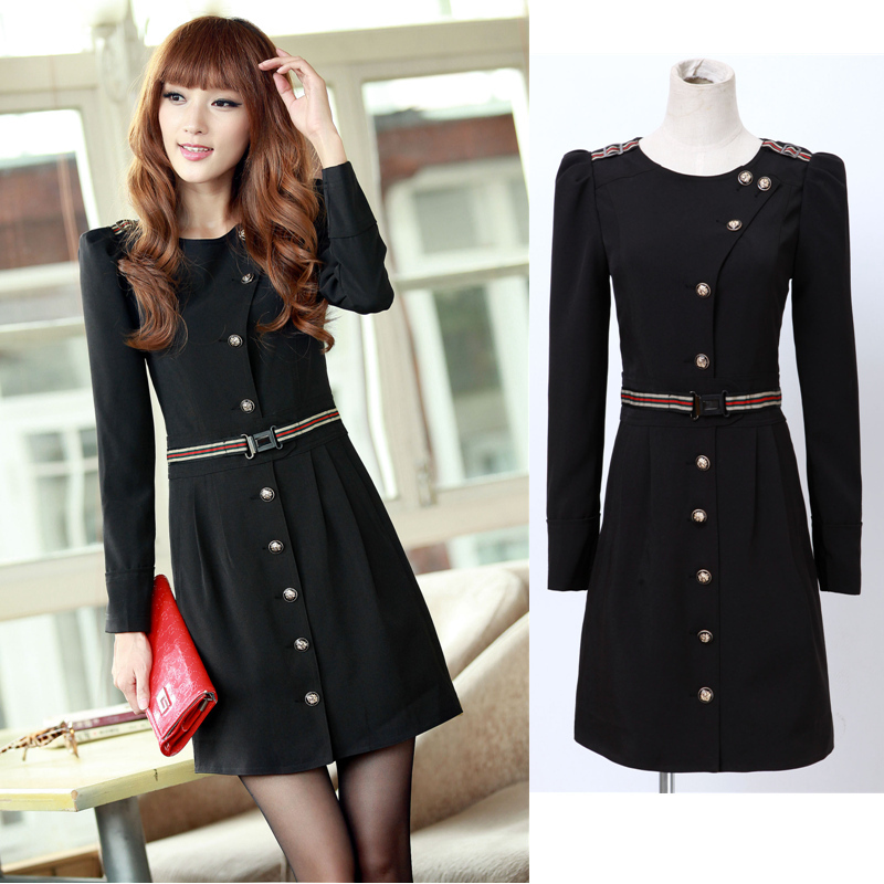 2012 Women autumn british style single breasted epaulette color belt slim medium-long trench outerwear hot-selling