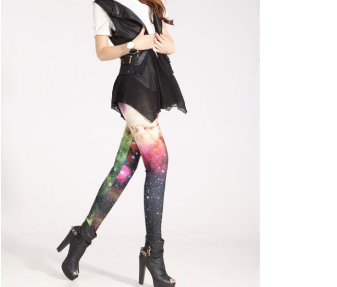 2012 Women Christmas Galaxy Digital Printed Print Cosmic Pattern Thick Winter Warm Stretch Leggings Tights trousers Pants 003