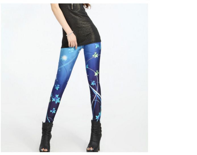 2012 Women Christmas Galaxy Digital Printed Print Cosmic Pattern Thick Winter Warm Stretch Leggings Tights trousers Pants 004