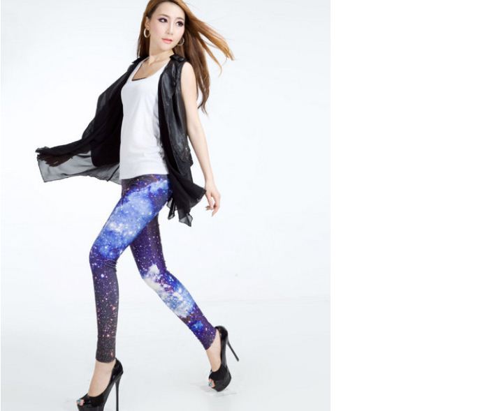 2012 Women Christmas Galaxy Digital Printed Print Cosmic Pattern Thick Winter Warm Stretch Leggings Tights trousers Pants 009