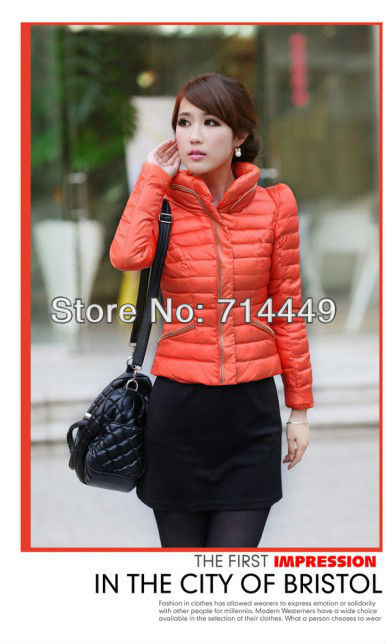 2012 Women coat outerwear fashion lady coat wadded down jacket autumn winter down jacket red color cotton-padded