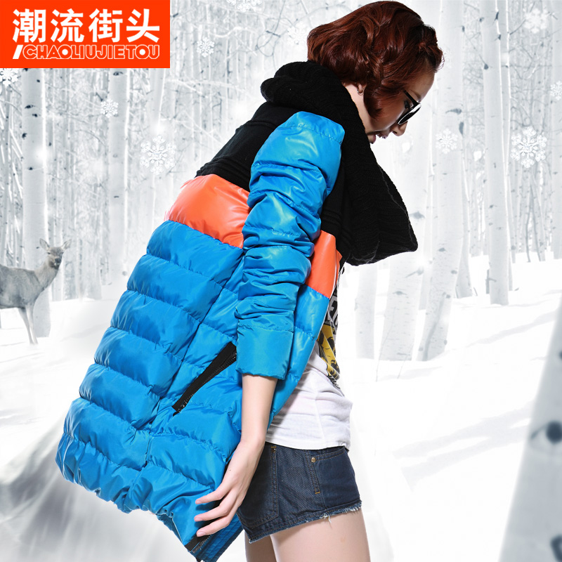 2012 women down jacket  women's pullover knitted muffler scarf fashion   medium-long 90 white duck down fashion down coat