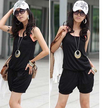 2012 Women Fashion Sleeveless Romper Strap Short Jumpsuit Scoop 3 Colors free shopping