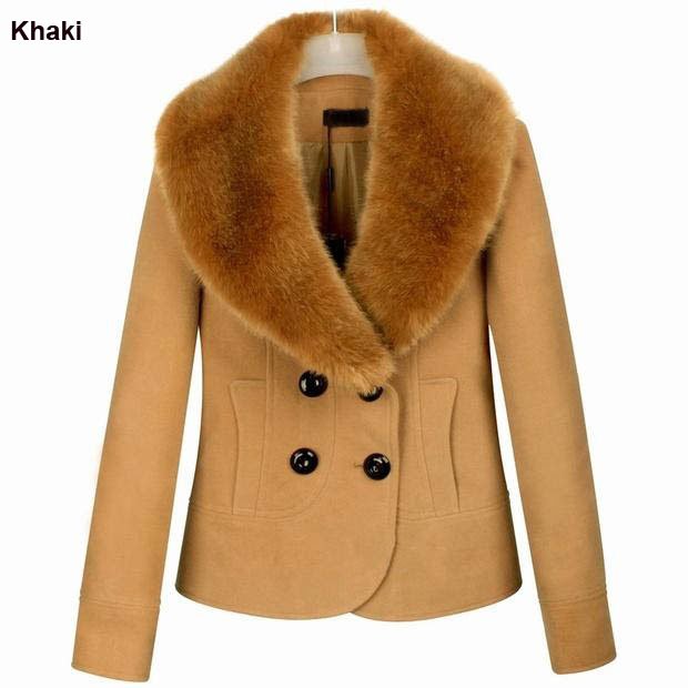 2012 women fashion winter overcoat ladies short jacket faux fur collar double breasted xxxl free shipping WC0952