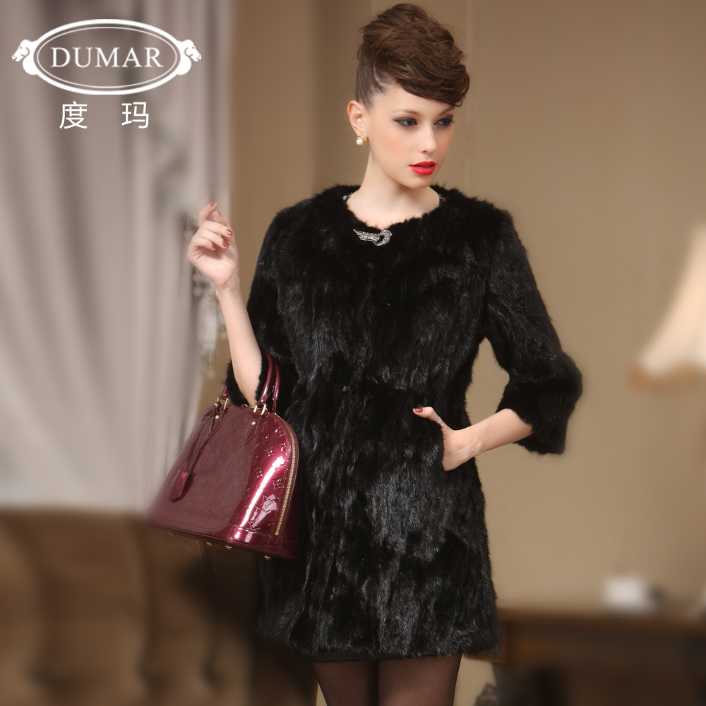 2012 Women medium-long slim mink overcoat fight mink fur coat