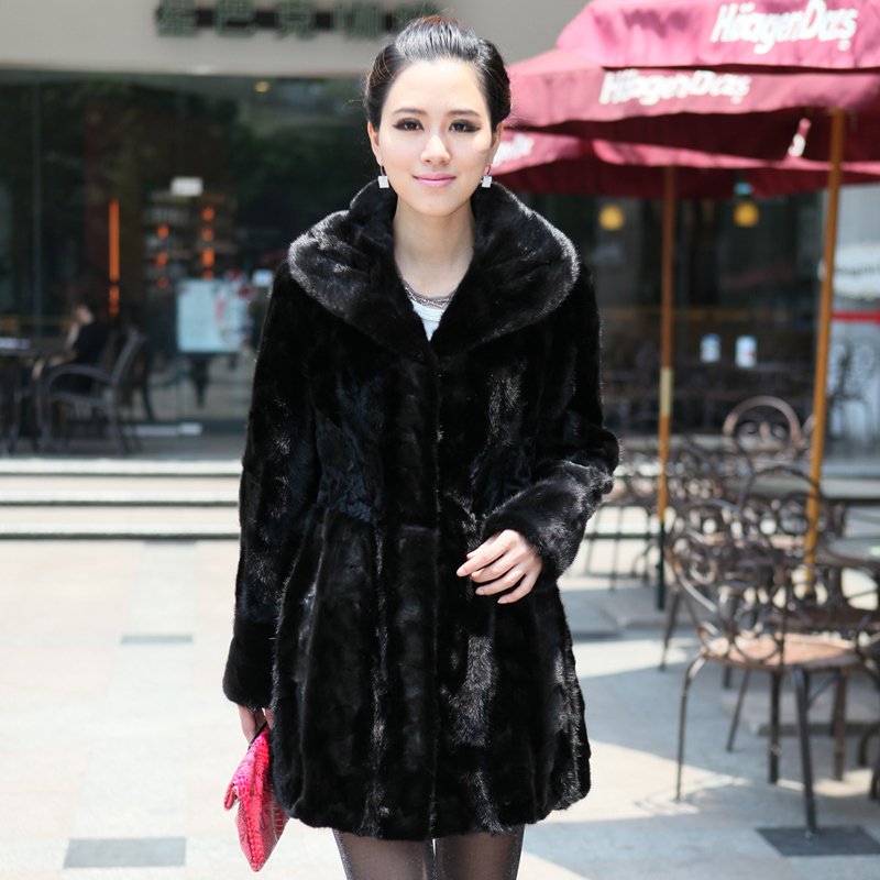 2012 Women mink fur overcoat outerwear r093