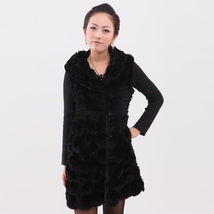 2012 Women new arrival high quality rabbit fur medium-long women's fur vest t3336