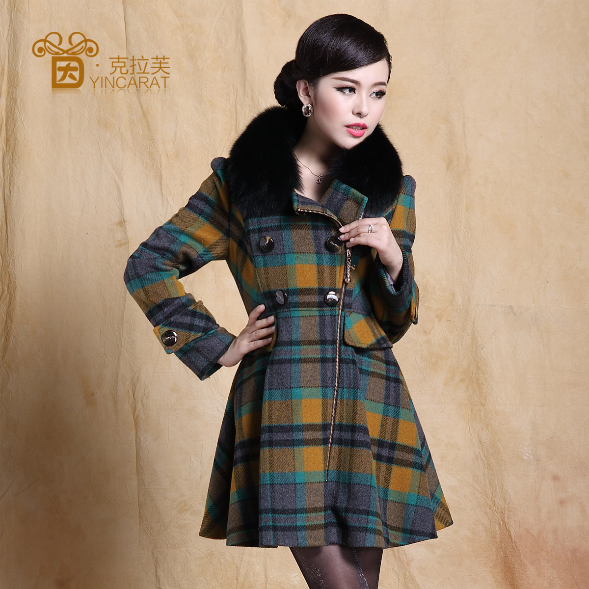 2012 women overcoat winter slim thickening trench woolen outerwear fur collar female jacket