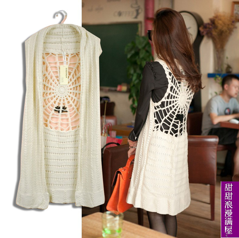 2012 women's 815001 casual all-match exquisite handmade crochet long design sweater cape outerwear