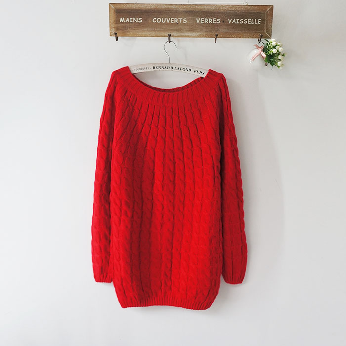 2012 women's all-match o-neck pullover medium-long slim hip slim basic vintage twisted sweater dress free shipping