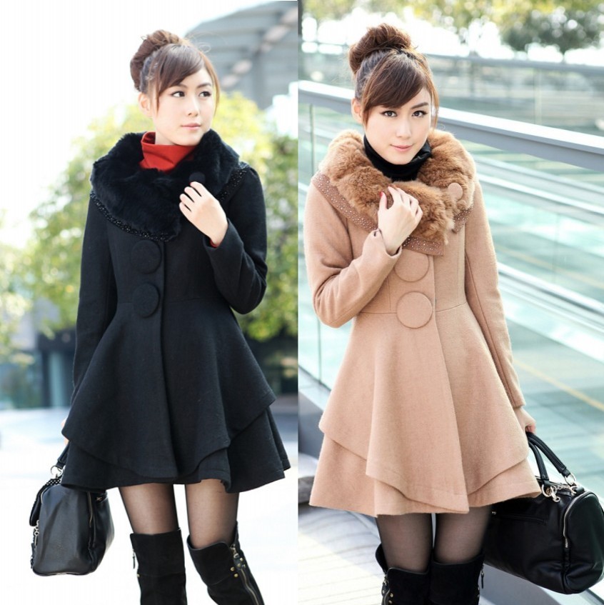 2012 women's autumn and winter casual outerwear wool coat woolen outerwear female DropFree Shipping