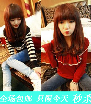 2012 women's autumn and winter plus size gentlewomen long-sleeve sweater smallerone o-neck stripe sweater