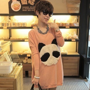 2012 women's autumn and winter plush panda head long design sweater t-shirt women's free shipping