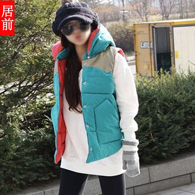 2012 women's autumn and winter y5585 with a hood vest multicolour thermal liner thickening vest