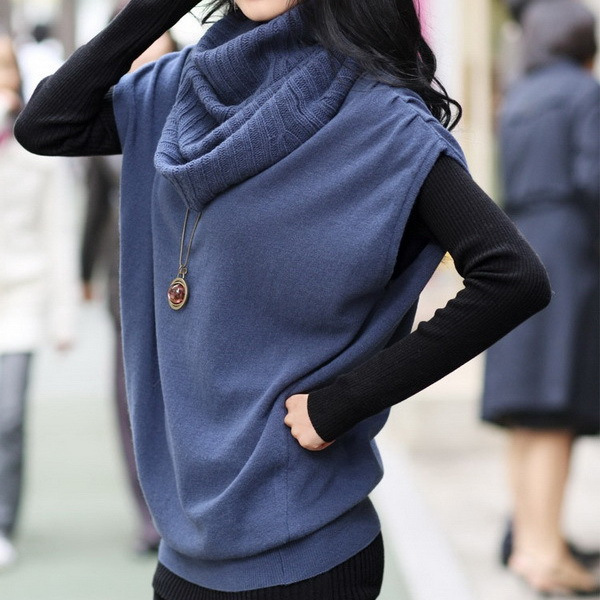 2012 women's autumn fashion heap turtleneck loose long design batwing sleeve vintage sweater