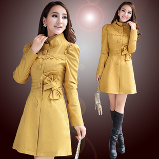 2012 women's autumn new arrival fashion slim stand collar single breasted trench