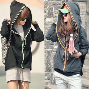 2012 women's autumn winter cardigan plus size double zipper casual outerwear sweatshirt female