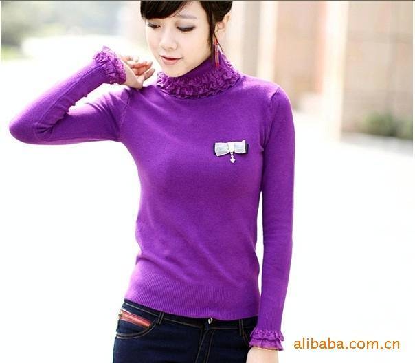 2012 women's basic shirt long-sleeve lace sweater turtleneck thickening thermal