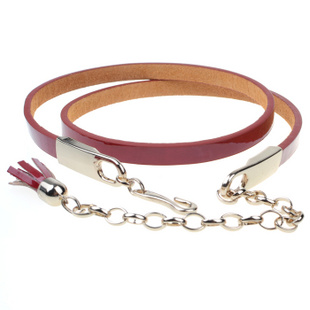 2012 women's belt fashion all-match strap female decoration thin belt belly chain japanned leather red