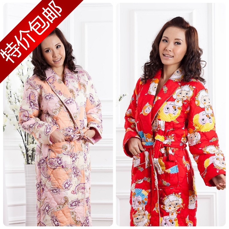 2012 women's cartoon elegant winter thickening coral fleece sleepwear robe lounge