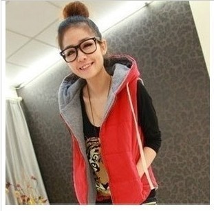 2012 women's casual cotton vest plus size vest female fashion with a hood women's cotton vest