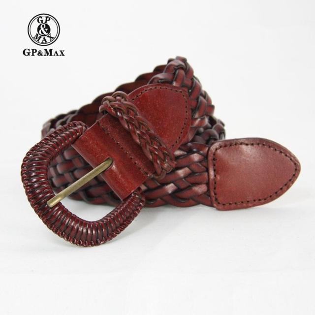 2012 women's casual fashion pin buckle genuine leather cowhide strap knitted belt