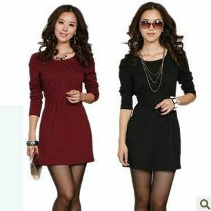 2012 women's casual one-piece dress slim fashion ol elegant formal long-sleeve dress 100% cotton