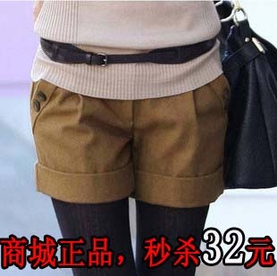 2012 women's casual roll-up hem woolen shorts butt-lifting woolen boot cut jeans 9224 free shipping