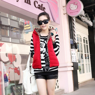 2012 women's cotton vest women's autumn and winter vest cotton vest sweatshirt leopard print reversible outerwear