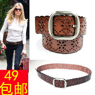 2012 women's cutout scalloped genuine leather women's strap Women belt female