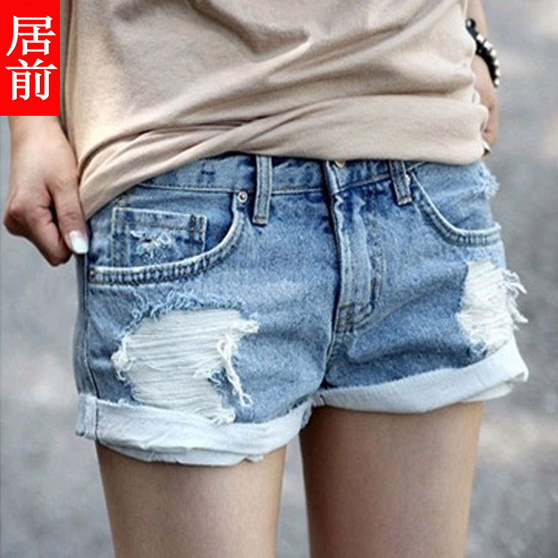 2012 women's cy9037 hole denim shorts straight shorts